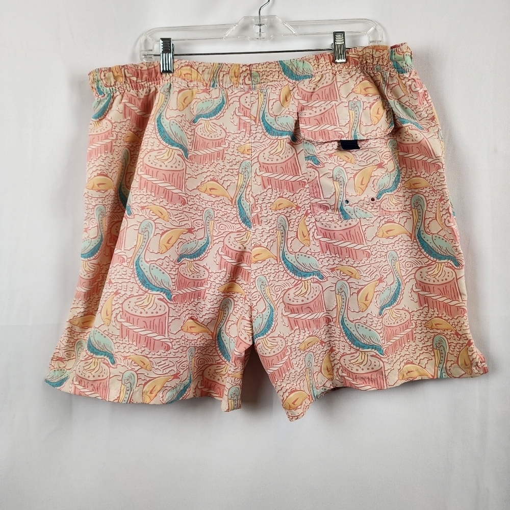 Vineyard Vines Mens Lined Swimming Trunks Tropical Fish Pelican Blue Orange Pink - Picture 4 of 10